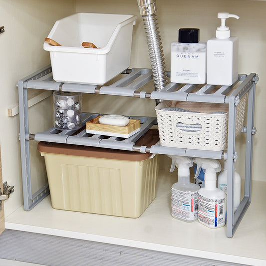 Retractable Kitchen Multi-Layer Storage Rack – Detachable Japanese-Style Floor Organizer
