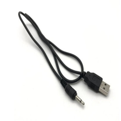 Black USB cable with a plug on a white background