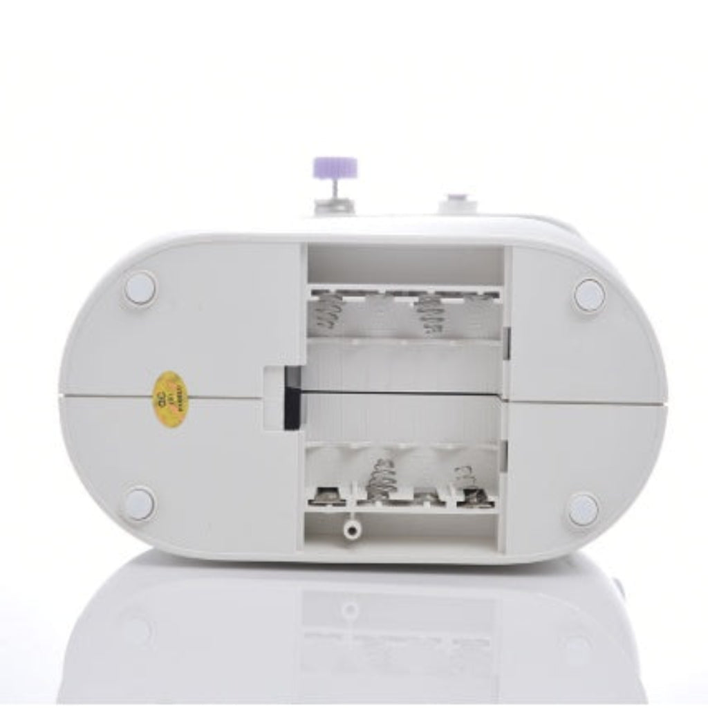 White electronic device with a clear compartment on a white background