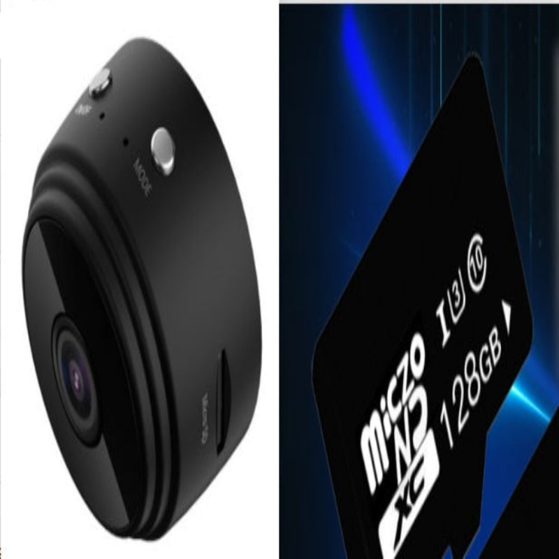 Black camera on the left and a microSD card on the right with '1080p' text.