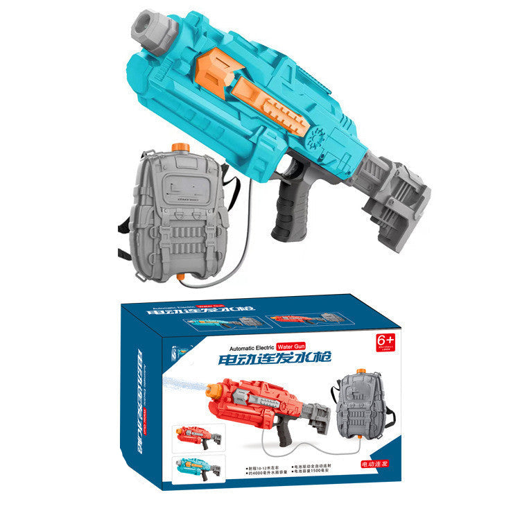 Toy water gun with packaging on a white background