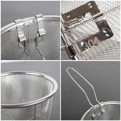 Stainless Steel Frying Basket Colander Strainer – Durable 304 Steel Kitchen Tool