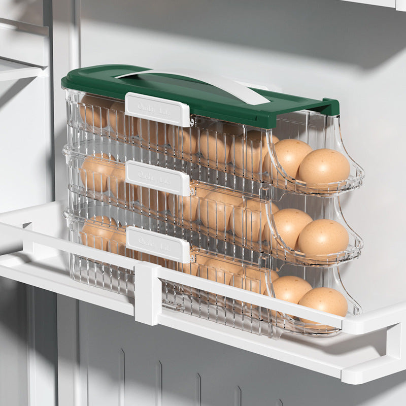 Egg storage container with eggs on a white background