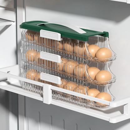 Egg storage container with eggs on a white background