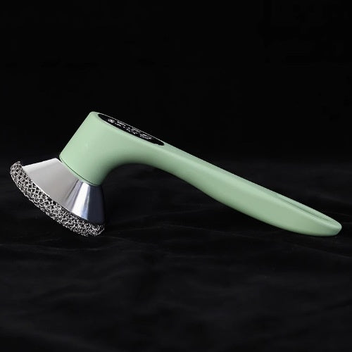 Mint green axe with a metallic head on a black background
