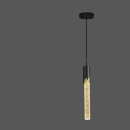 Black pendant light with measurements on a dark background