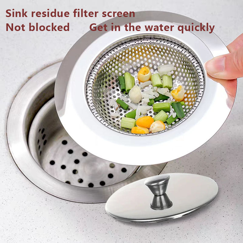 Stainless Steel Sink Deodorant Filter – Vegetable Washing Sink Pool Water Strainer with Lid