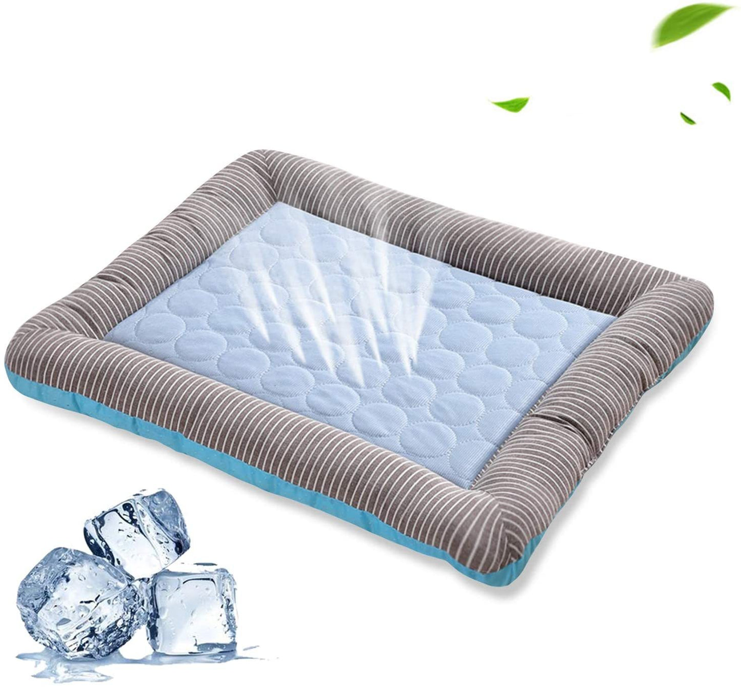 Cooling pad with ice cubes on a white background