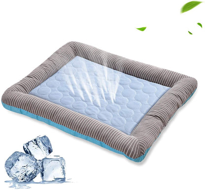 Cooling pad with ice cubes on a white background