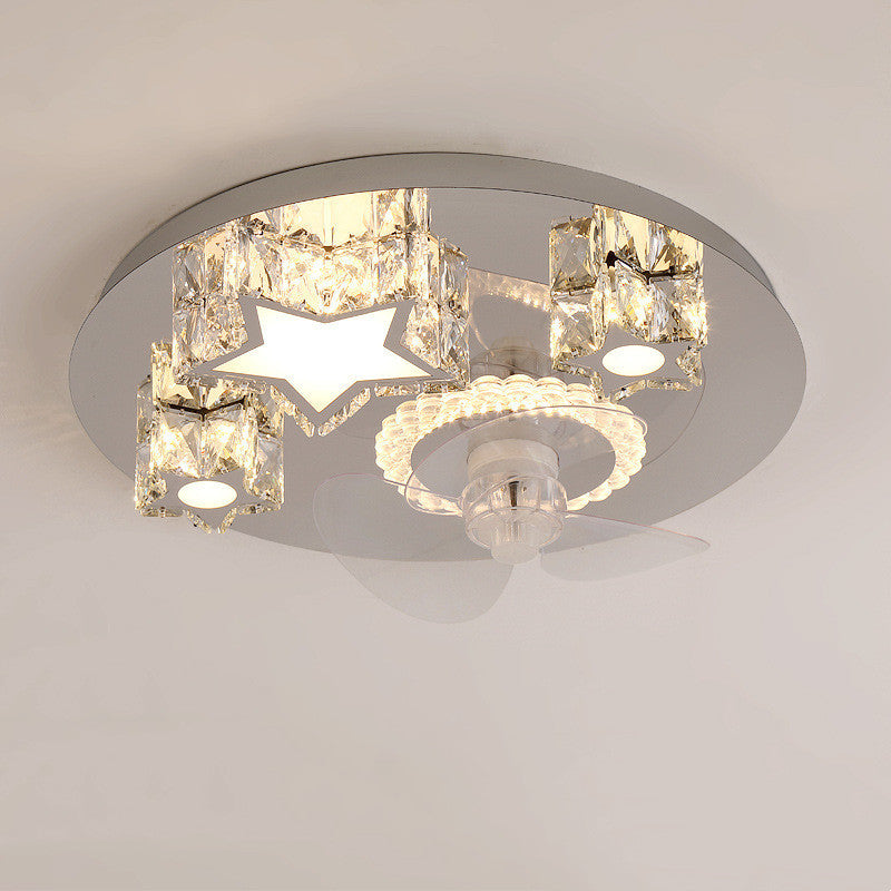 Ceiling light fixture with crystal accents on a plain background