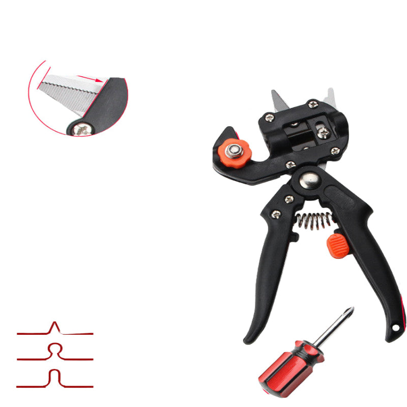 Gardening shears with measurements on a white background