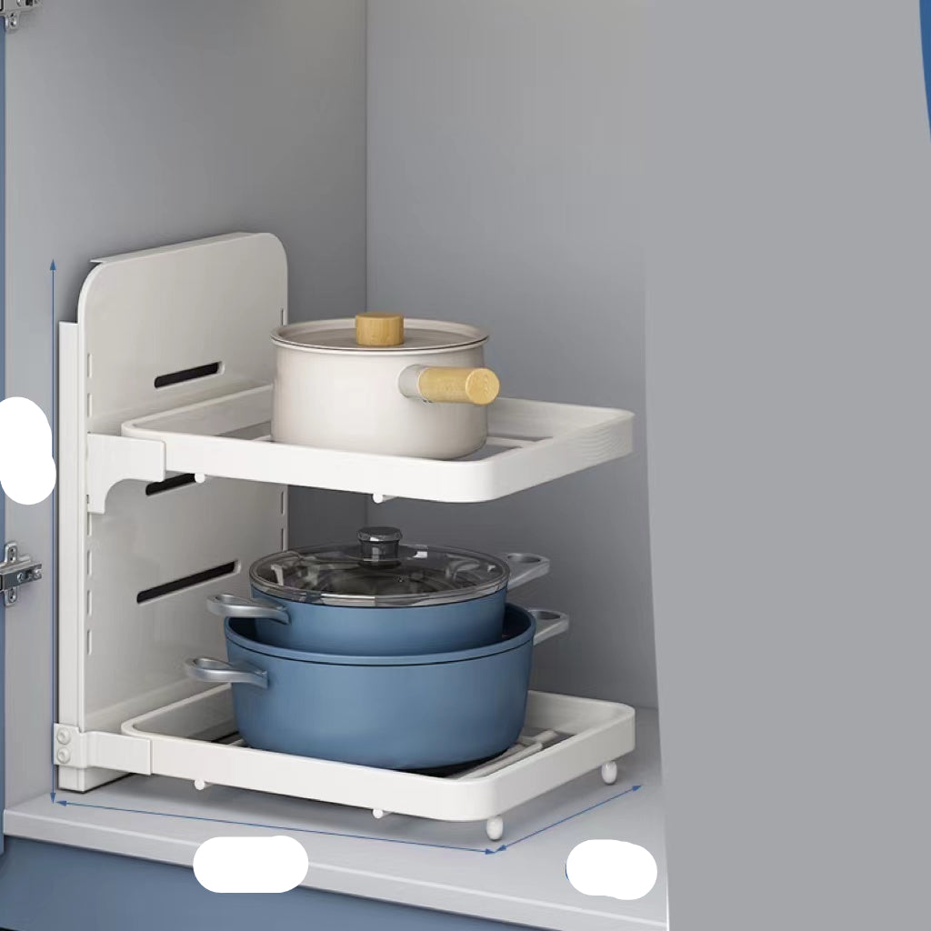 Multi-Layer Kitchen Pot Rack – Foldable Under-Sink Cabinet Storage Organizer