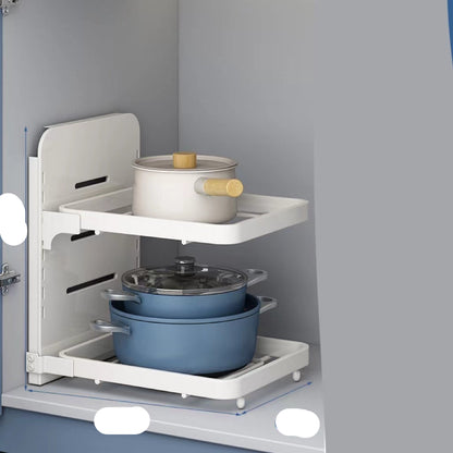 Multi-Layer Kitchen Pot Rack – Foldable Under-Sink Cabinet Storage Organizer