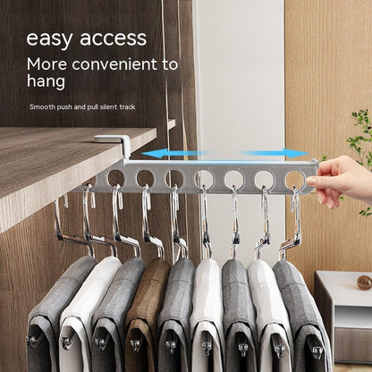 Pant Rack Telescopic Slide Track Wardrobe Built-in Accessories Top Mounted Pull-out Type Pant Rack Storage