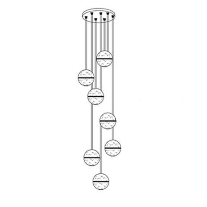 Technical drawing of a chandelier with dimensions and specifications.