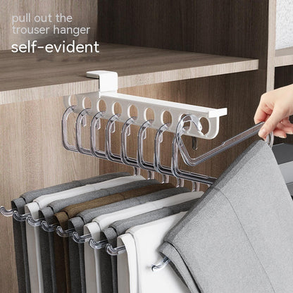 Pant Rack Telescopic Slide Track Wardrobe Built-in Accessories Top Mounted Pull-out Type Pant Rack Storage