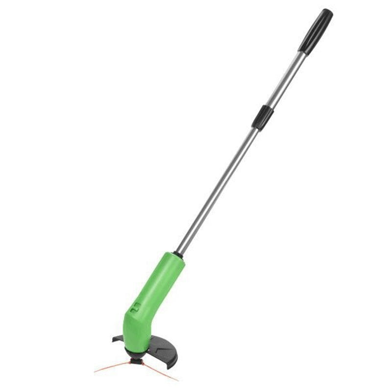 Green and silver garden trimmer on a white background