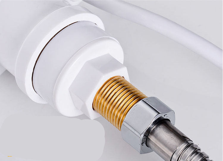 Close-up of a white and gold mechanical component with text 'EASY TO INSTALL' on a gray background.