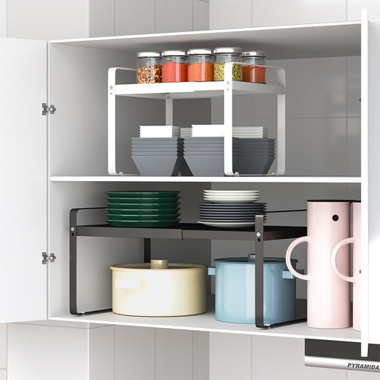 Home Fashion Retractable Kitchen Supplies Rack – Stylish Carbon Steel Shelf