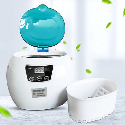 White humidifier with a blue water tank on a light gray background