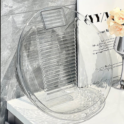 One-piece Plastic Thickened Laundry Basin with Washboard – Transparent Durable Laundry Tool