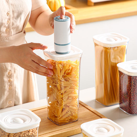 Vacuum Sealed Transparent Food Grade Storage Cans – PET Plastic Snack Containers with USB Motor Pump