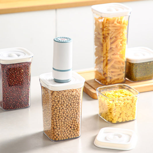 Vacuum Sealed Transparent Food Grade Storage Cans – PET Plastic Snack Containers with USB Motor Pump
