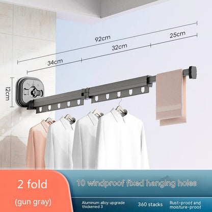 Foldable Suction Cup Clothes Drying Rack – Wall Mounted