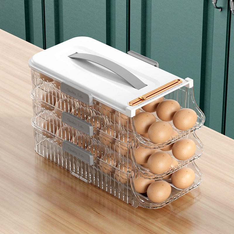 Egg holder with eggs on a wooden surface and green wall background