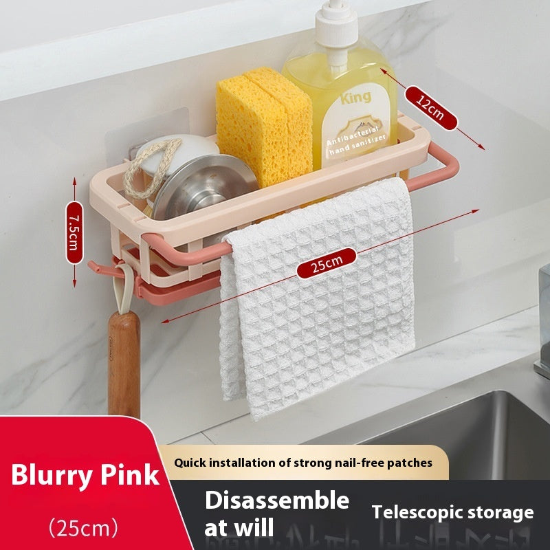 Retractable Rag Punch-Free Kitchen Storage Rack