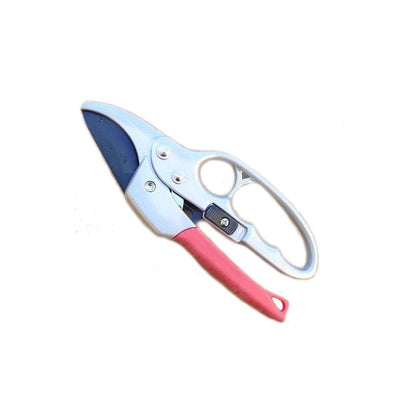 Garden pruner with pink handle on a white background