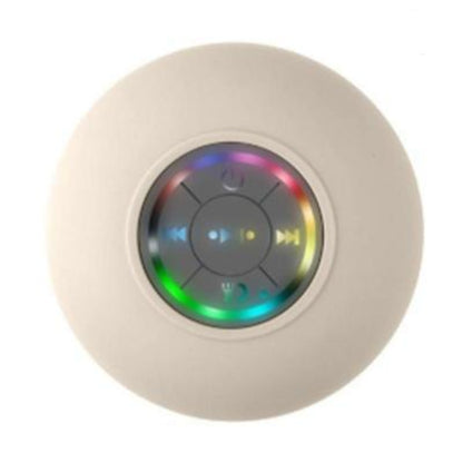 Round device with a colorful light display on a white background