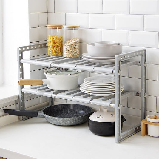 Retractable Kitchen Multi-Layer Storage Rack – Detachable Japanese-Style Floor Organizer