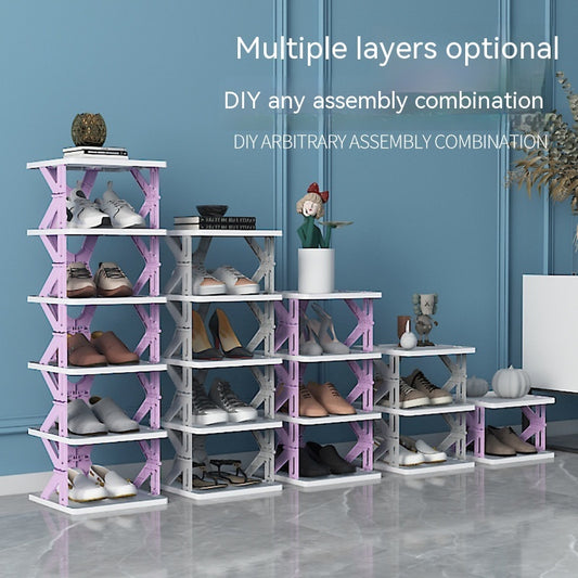 Installation-Free Folding Plastic Shoe Rack – 2 to 12 Layers Storage Cabinet