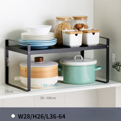 Home Fashion Retractable Kitchen Supplies Rack – Stylish Carbon Steel Shelf