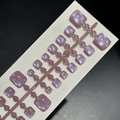 Toenail Wear Purple Micro Glass Bead Crystal Cat Eye 24p