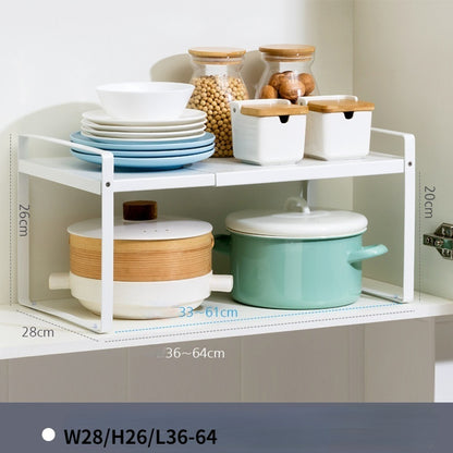 Home Fashion Retractable Kitchen Supplies Rack – Stylish Carbon Steel Shelf