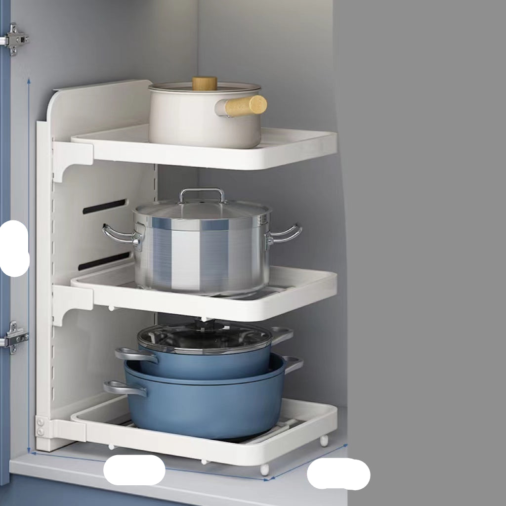 Multi-Layer Kitchen Pot Rack – Foldable Under-Sink Cabinet Storage Organizer