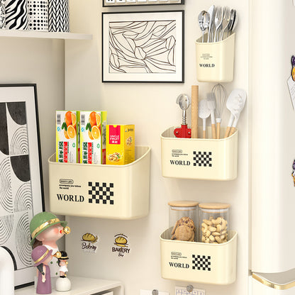 Magnetic Refrigerator Side Wall Hanging Storage Box – Cream Style Organizer
