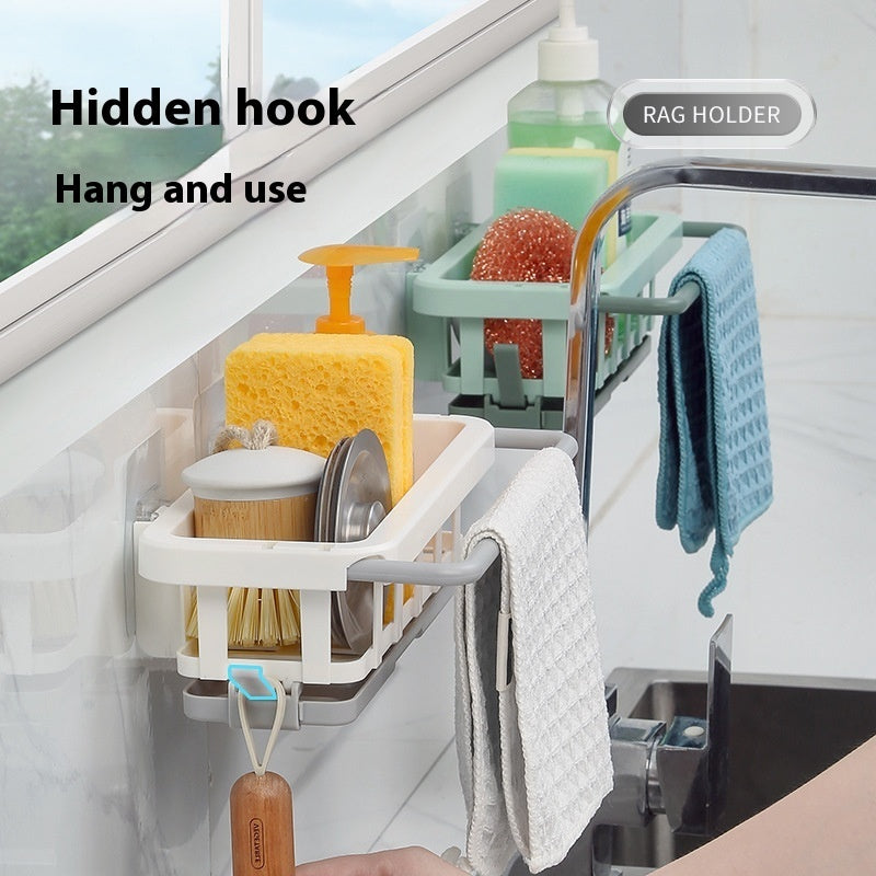 Retractable Rag Punch-Free Kitchen Storage Rack