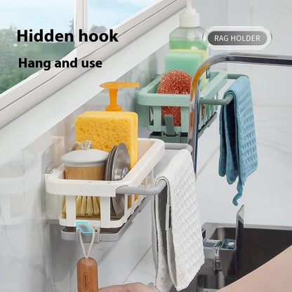 Retractable Rag Punch-Free Kitchen Storage Rack