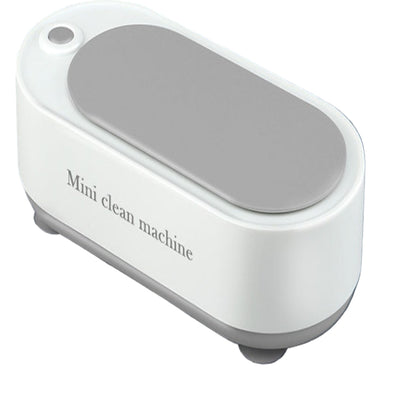 Mini clean machine with dimensions on a blue background