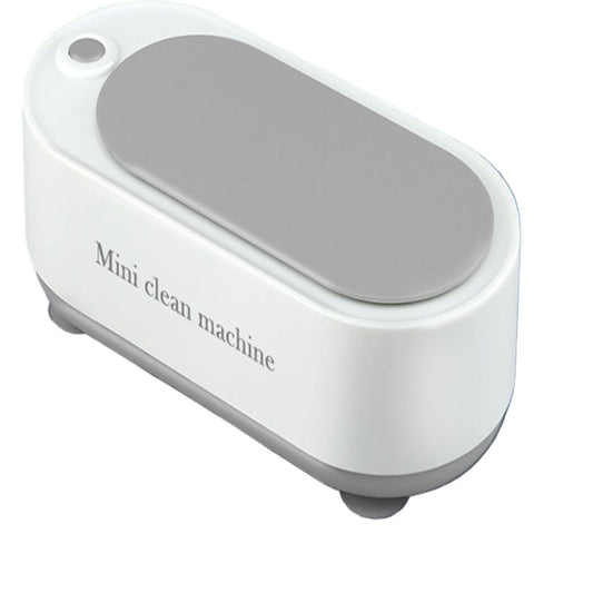 Mini clean machine with dimensions on a blue background