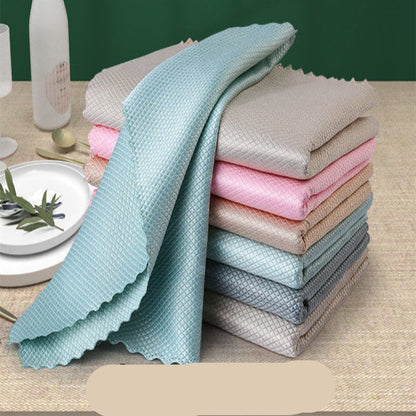Stack of folded cloths in various colors on a table with 'large20pack' text.