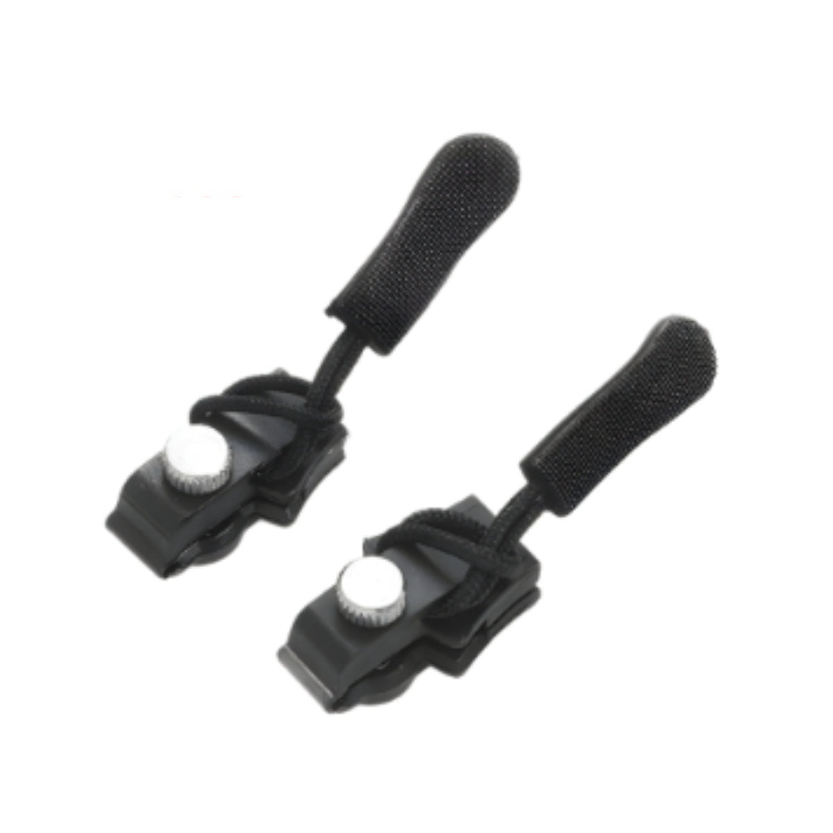 Two black straps with white buttons labeled 'L' and '100pcs' on a white background.