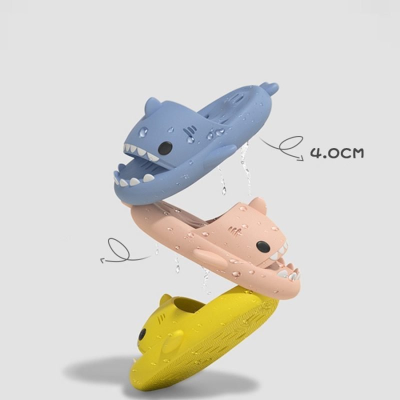 Shark Slippers With Drain Holes Shower Shoes For Women Quick Drying Eva Pool Shark Slides Beach Sandals With Drain Holes - Image 10