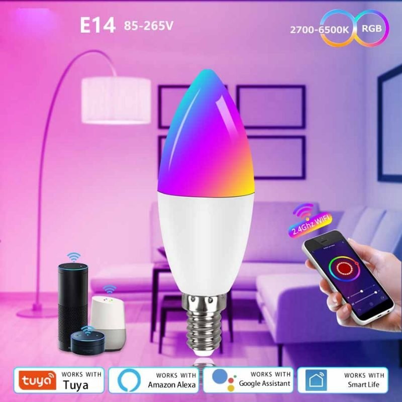 Smart WifI Led Lamp E14 RGB CW WW Led Bulb Dimmable 85-265V Voice Control Light Bulbs Alexa Google Home For Home Decorative - Image 4