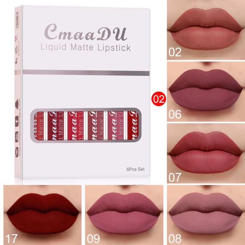 6 Boxes Of Matte Non-stick Cup Waterproof Lipstick Long Lasting Lip Gloss - Image 7