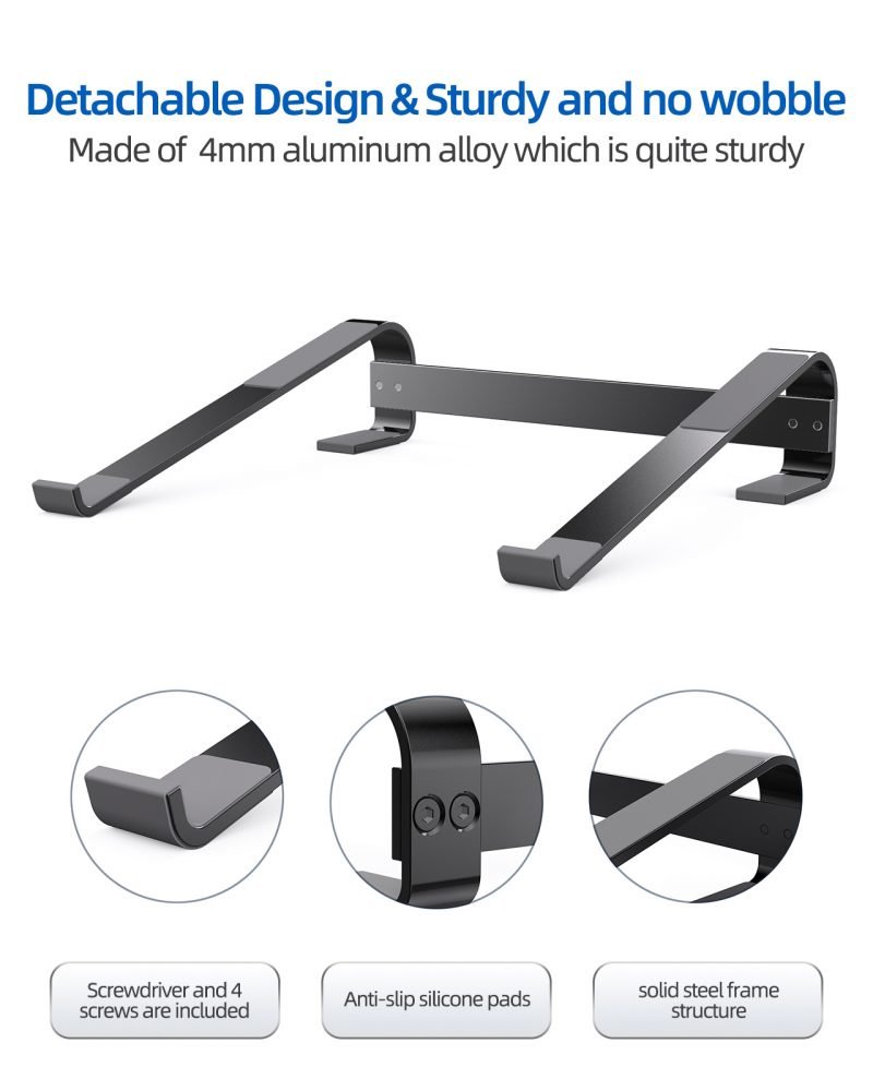 Laptop Stand Aluminium Portable Removable Laptop Rise Ventilated Detachable Ergonomic Laptop Holder - Image 3