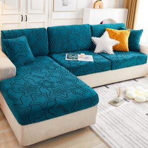 Jacquard Sofa Cover in Sapphire Blue